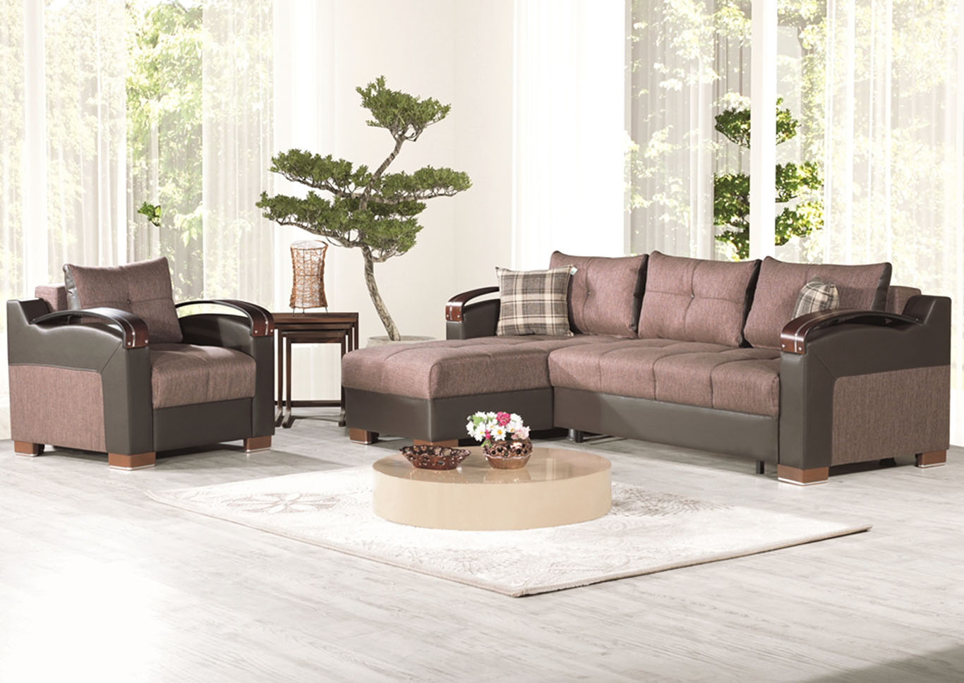Divan Deluxe Brown Chenille Sectional,Ottomanson (Previously Casamode)
